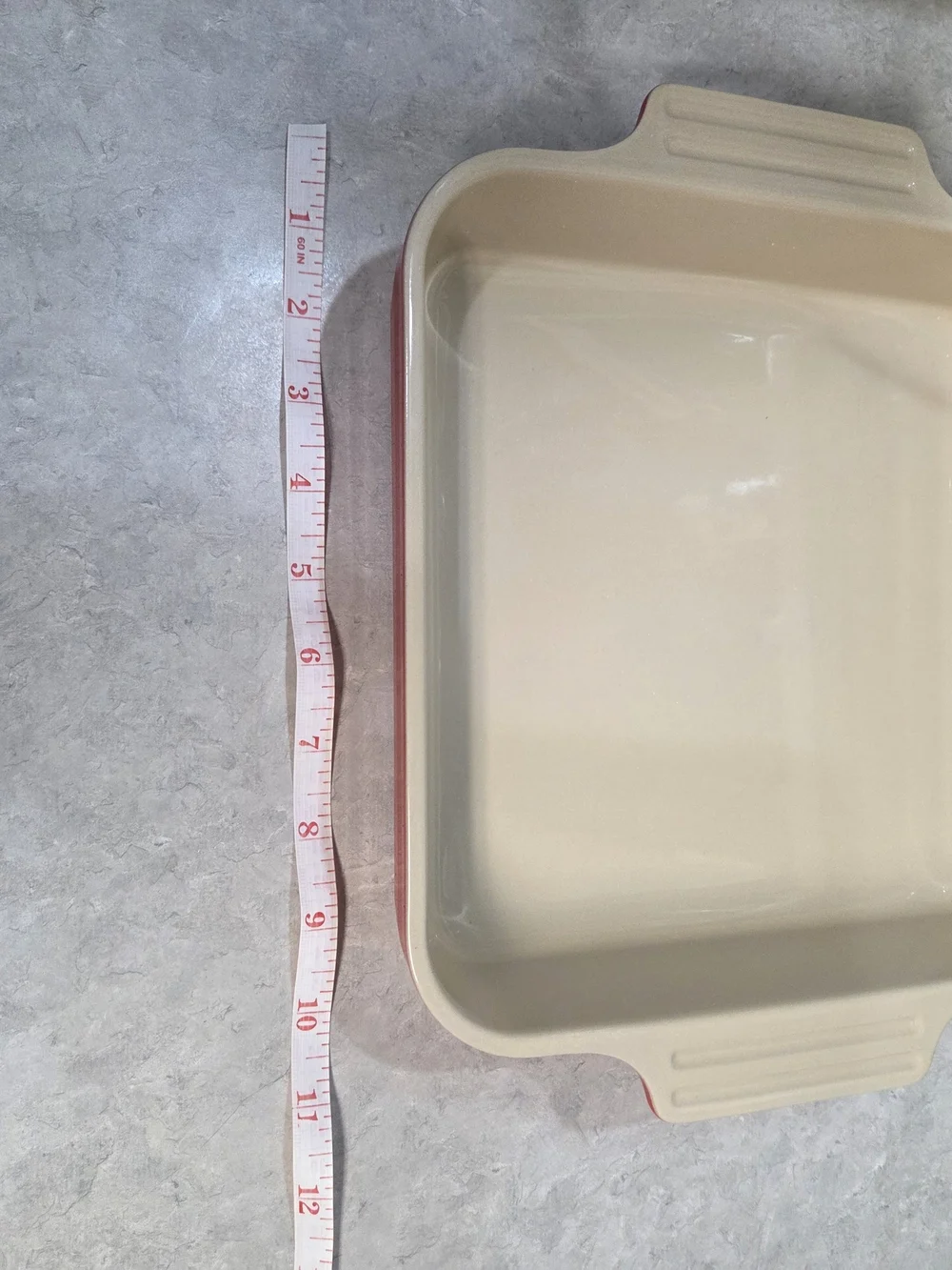 Le Creuset Square Baking Pan with Red Exterior and Cream Interior